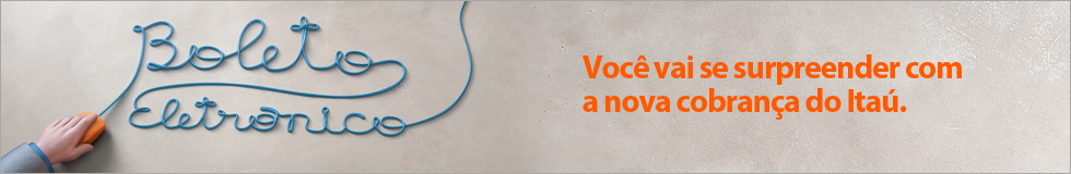 Fotografia de um fio de mouse desenhando as palavras Boleto Eletrônico ao lado da frase Você vai se surpreender com a nova cobrança do Itaú.